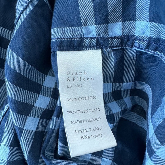 Frank & Eileen Button Down Shirt 100% Cotton Blue Plaid Soft Size S - Picture 7 of 12